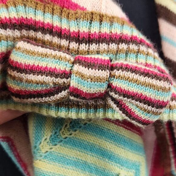 GAP Chevron Striped Scarf Multicolor Zigzag Bows Y2K Winter Blue Pink - Picture 3 of 4
